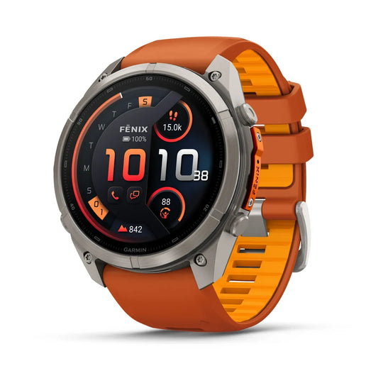 Fenix 9 Pro inReach Smartwatch, 51mm - Titanium with Autumn Orange/Spark Orange Silicone Band - 010-04337-01