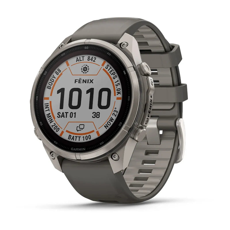 Fenix 9 Pro inReach Smartwatch, Solar 47mm - Titanium with Pebble Grey Silicone Band - 010-04338-01