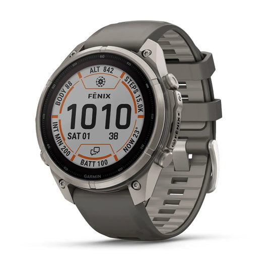 Fenix 9 Pro inReach Smartwatch, Solar 47mm - Titanium with Pebble Grey Silicone Band - 010-04338-01