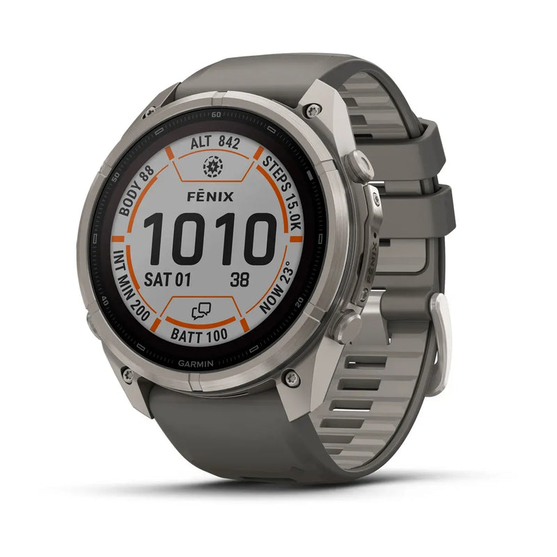 Fenix 9 Pro inReach Smartwatch, Solar 51mm - Titanium with Pebble Grey Silicone Band - 010-04339-01