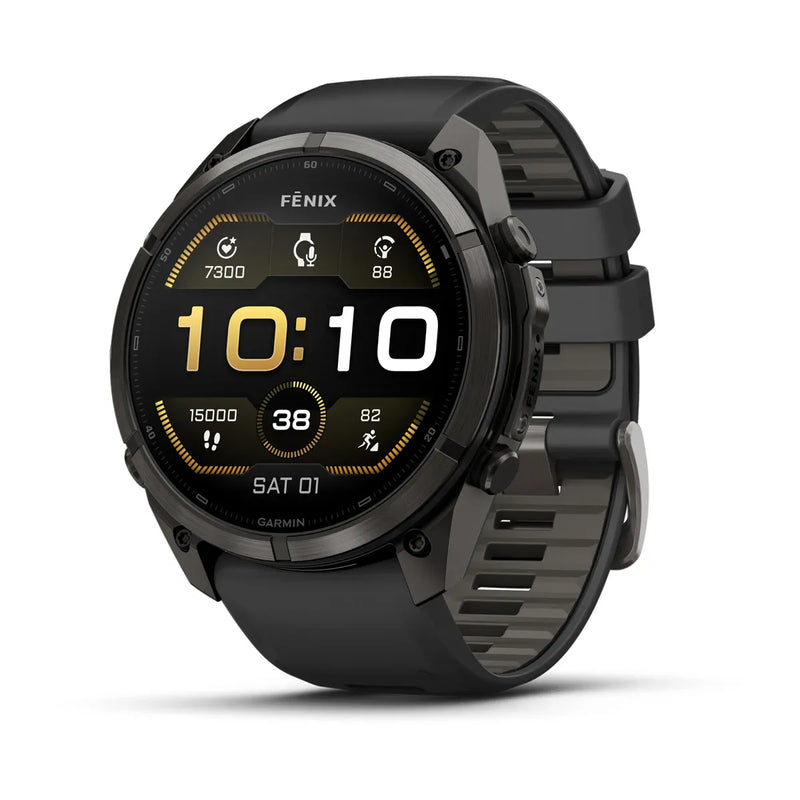 Fenix 9 Pro Smartwatch, 51mm - Carbon Gray DLC Titanium with Black/Pebble Grey Silicone Band - 010-04337-16