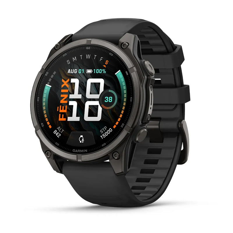 Fenix 9 Smartwatch, 47mm - Carbon Grey DLC Titanium with Black Silicone Band - 010-04762-11