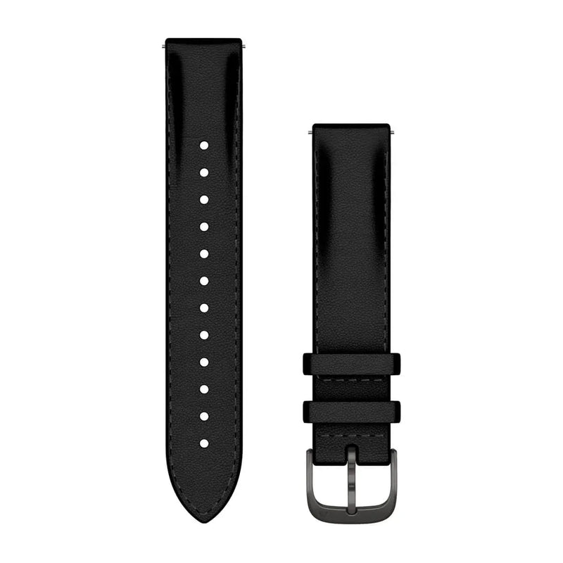 Quick Release Watch Strap, 18mm - Black Leather, Brushed Slate