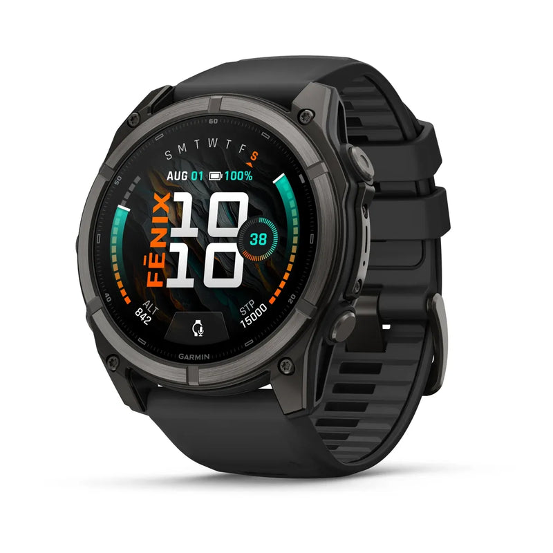 Fenix 9 Smartwatch, 51mm - Carbon Grey DLC Titanium with Black Silicone Band - 010-04763-11