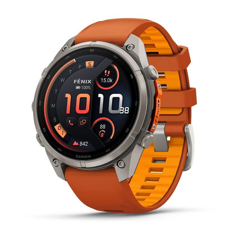 Fenix 9 Pro inReach Smartwatch, 47mm - Titanium with Autumn Orange/Spark Orange Silicone Band - 010-04336-01
