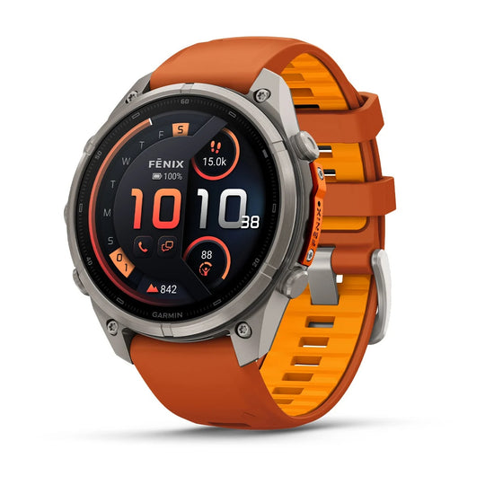 Fenix 9 Pro inReach Smartwatch, 47mm - Titanium with Autumn Orange/Spark Orange Silicone Band - 010-04336-01