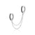 Black Stone Double Chain Huggie Earring - Silver - SPS-25009-52