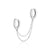 Clear Stone Double Chain Huggie Earring - Silver - SPS-25009-48