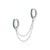 Emerald Green Stone Double Chain Huggie Earring - Silver - SPS-25009-185