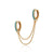 Turquoise Stone Double Chain Huggie Earring - Gold - SPG-25009-133