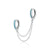 Turquoise Stone Double Chain Huggie Earring - Silver - SPS-25009-133