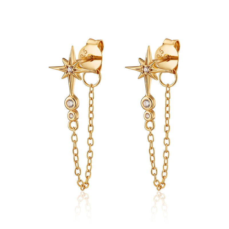 Hannah Martin Chained Star Stud Earrings - Gold - SPG-HM-32