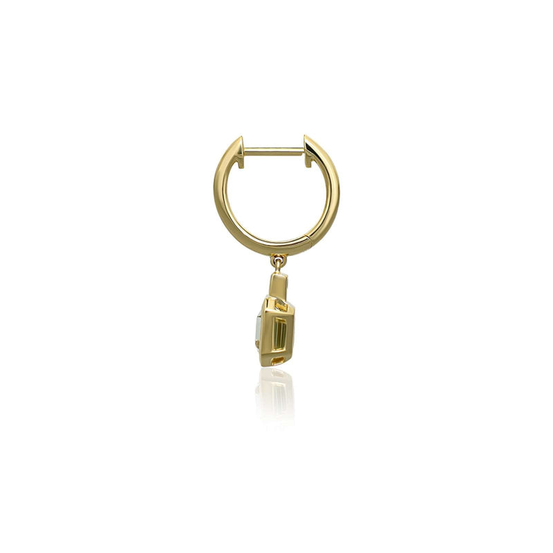 Green Amethyst Huggie Drop Earrings, 2.00ct - 18ct Yellow Gold - DOM322/EA-PR