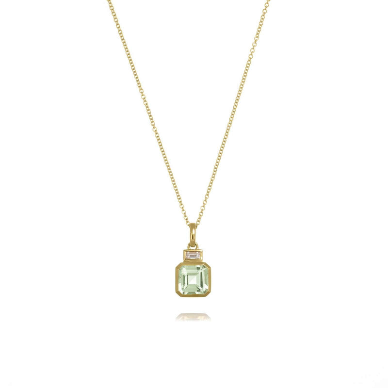 Green Amethyst Pendant & Chain, 2.51ct - 18ct Yellow Gold - DOM322/PA+CH