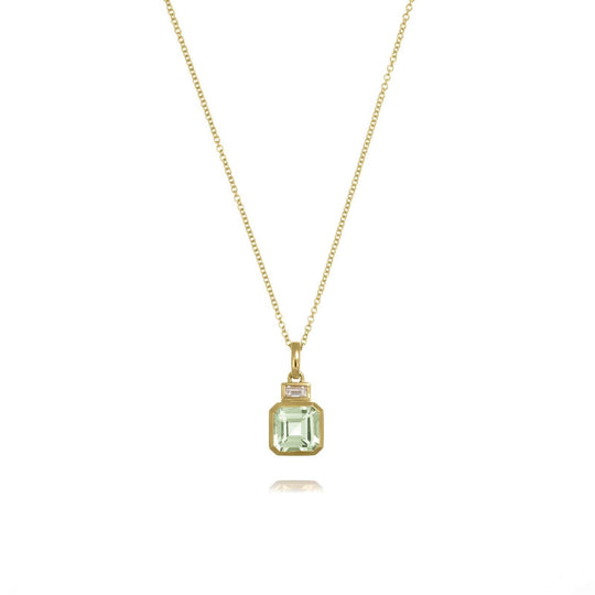 Green Amethyst Pendant & Chain, 2.51ct - 18ct Yellow Gold - DOM322/PA+CH