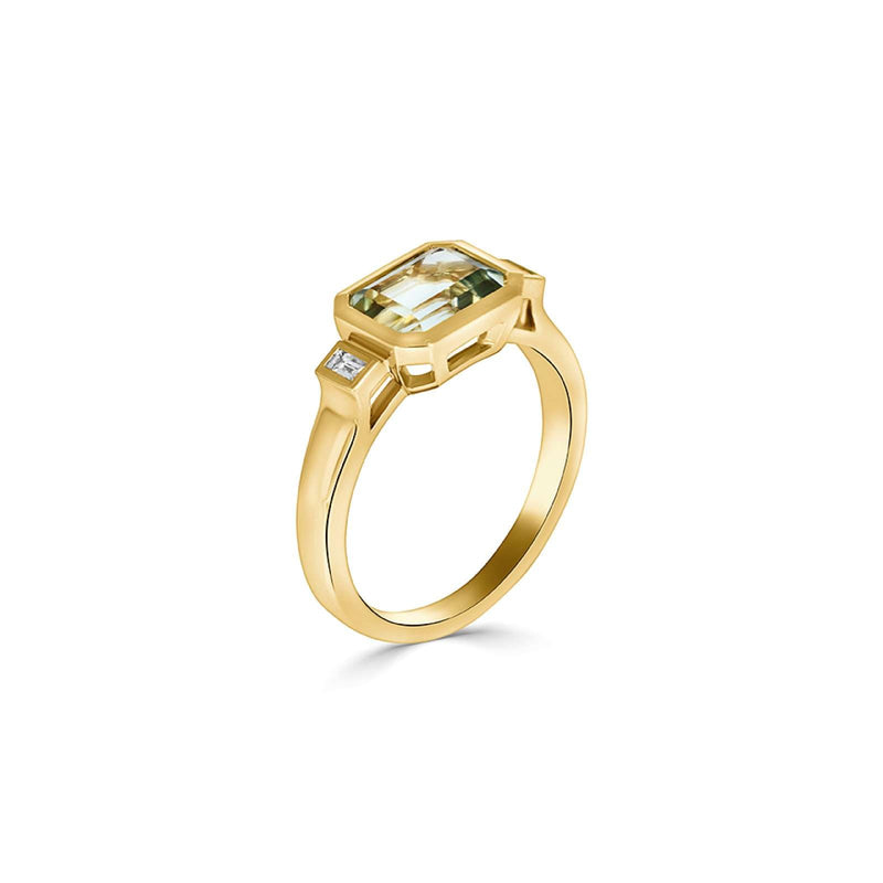 Green Amethyst Ring, 1.37ct - 18ct Yellow Gold - DOM322/RA/N