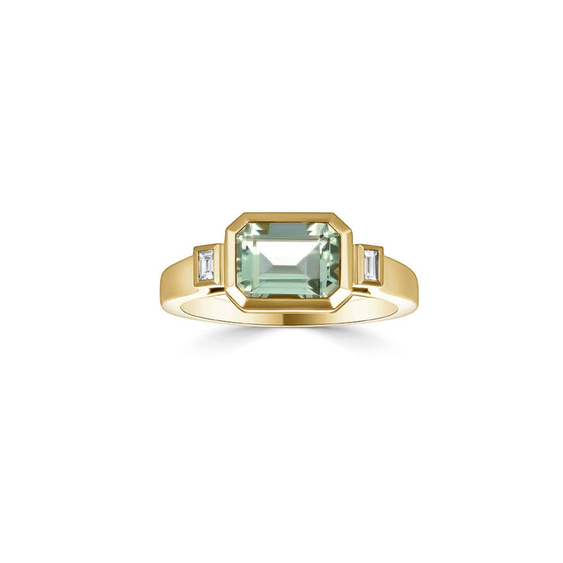 Green Amethyst Ring, 1.37ct - 18ct Yellow Gold - DOM322/RA/N