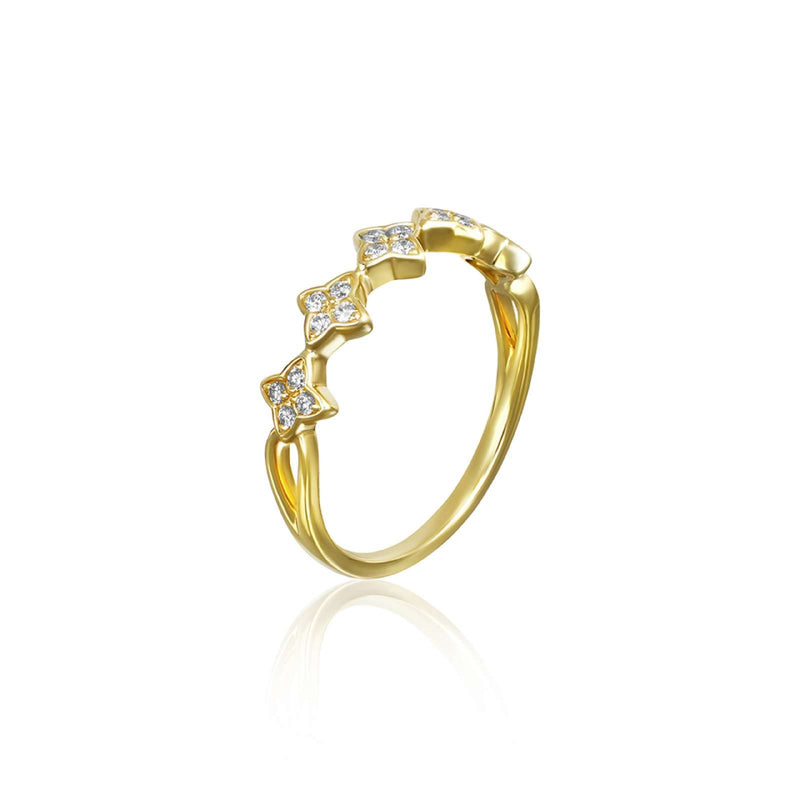 Quatrefoil Diamond Ring, 0.15ct - 18ct Yellow Gold - DOM378/RA/N