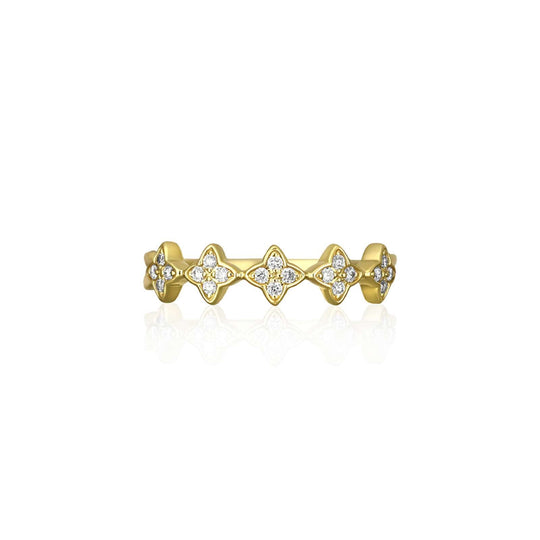 Quatrefoil Diamond Ring, 0.15ct - 18ct Yellow Gold - DOM378/RA/N