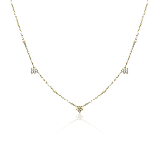 Quatrefoil Diamond Necklace, 0.27ct - 18ct Yellow Gold - DOM378/NA
