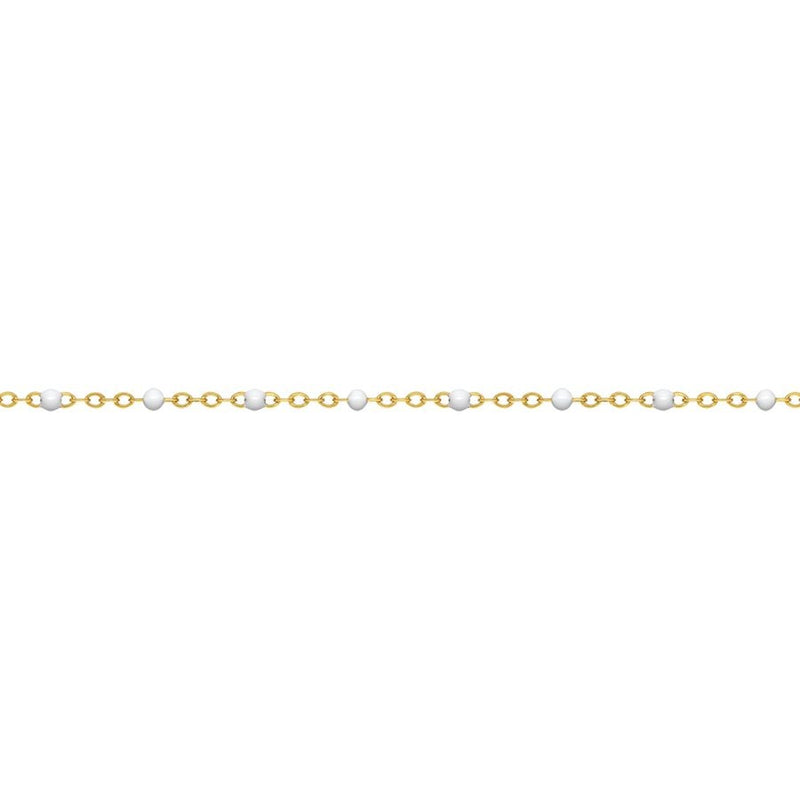 14ct Yellow Gold Filled Flat Cable Chain with White Beads