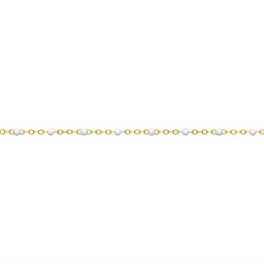 14ct Yellow Gold Filled Flat Cable Chain with White Beads