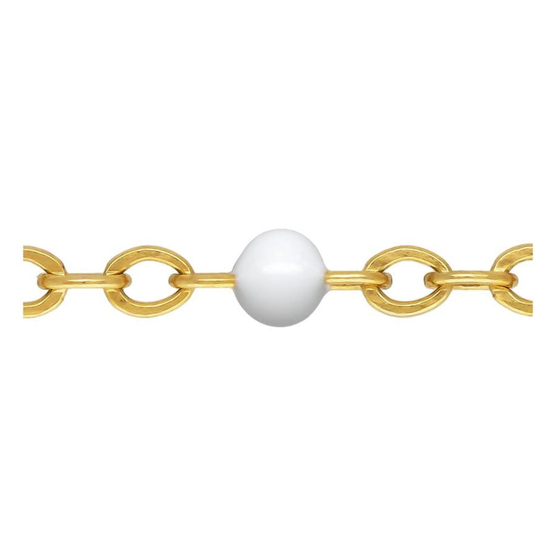 14ct Yellow Gold Filled Flat Cable Chain with White Beads