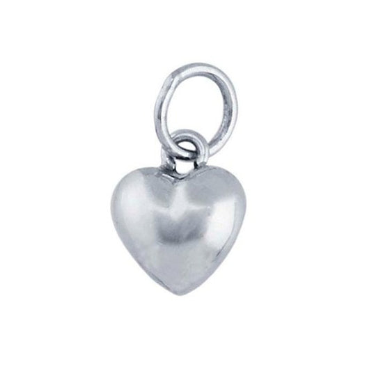 Puffed Heart Charm - Sterling Silver