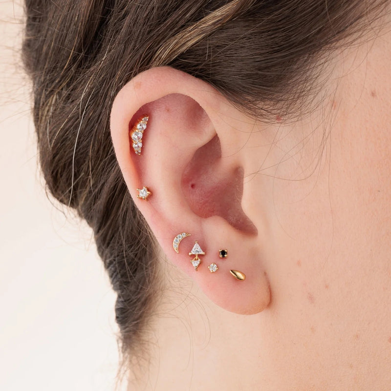 Sparkling Star Flat Back Earring (Single) - Silver - SPS-4a