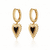 Black Heart Charm Hoop Earrings - Gold - SPG-130