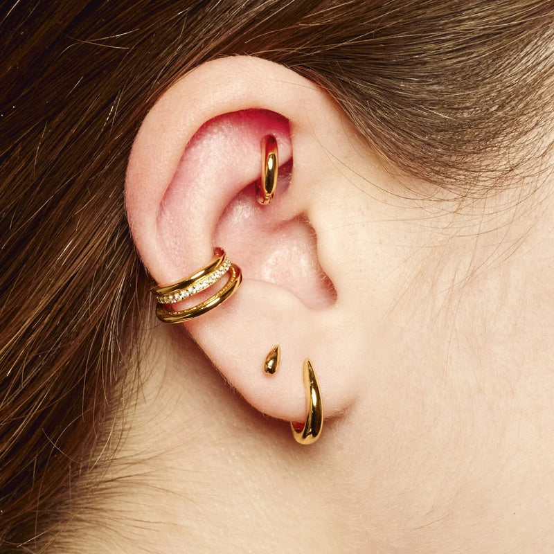 Claw Huggie Earrings - Gold - SPG-39