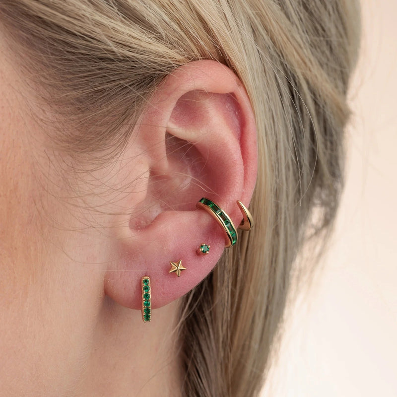 Faceted Star Flat Back Earring (Single) - Gold - SPG-34