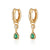 Emerald Green Teardrop & Pearl Charm Hoop Earrings - Gold - SPG-29996-162