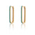 Elongated Oval Hoop Earrings With Turquoise Stones - Gold - SPG-242a