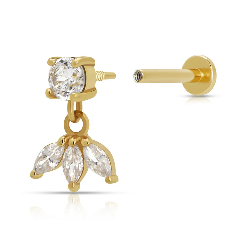 Princess Flat Back Earring (Single) - Gold - SPG-81