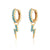 Turquoise Lightning Bolt Charm Hoop Earrings - Gold - SPG-133-29981