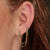 Emerald Green Stone Double Chain Huggie Earring - Silver - SPS-25009-185