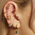 Green Stone Flat Back Earring (Single) - Gold - SPG-30a