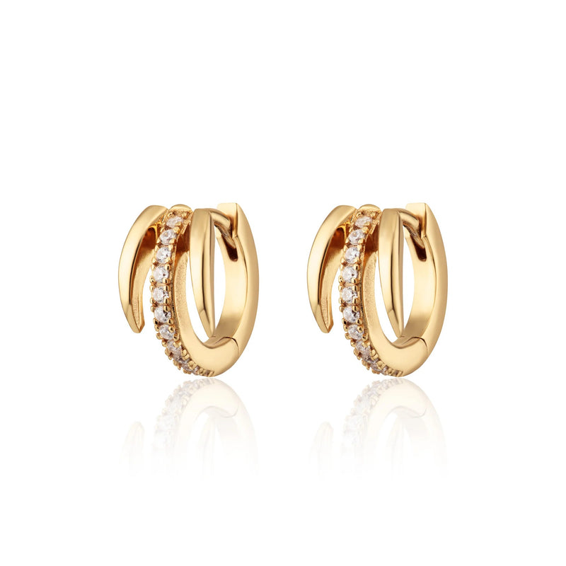 Illusion Claw Mini Huggie Hoop Earrings - Gold - SPG-143a