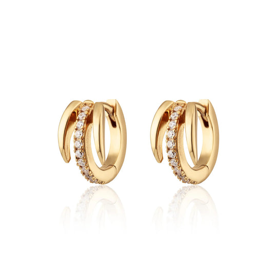 Illusion Claw Mini Huggie Hoop Earrings - Gold - SPG-143a