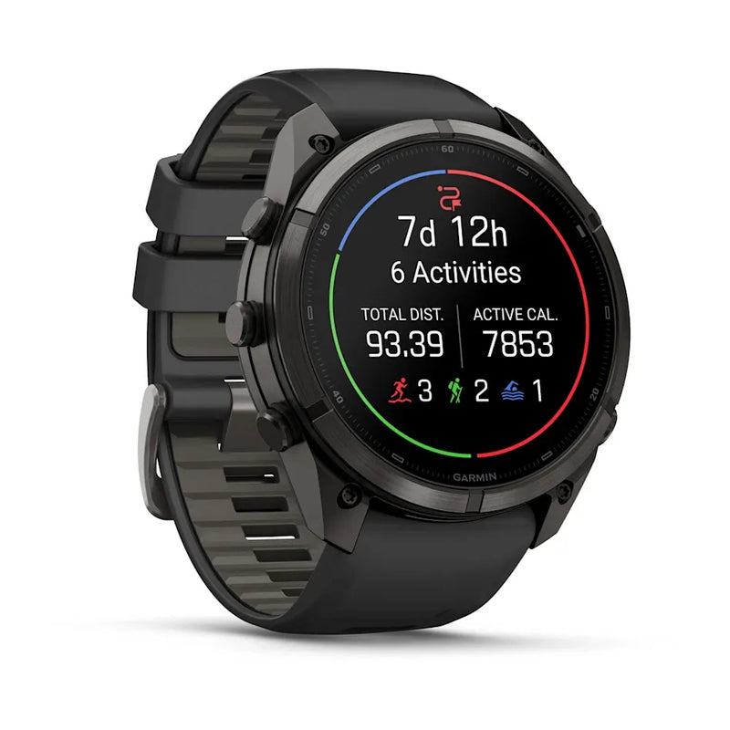 Fenix 9 Pro Smartwatch, 51mm - Carbon Gray DLC Titanium with Black/Pebble Grey Silicone Band - 010-04337-16