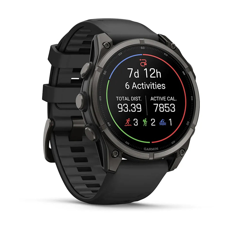 Fenix 9 Smartwatch, 47mm - Carbon Grey DLC Titanium with Black Silicone Band - 010-04762-11
