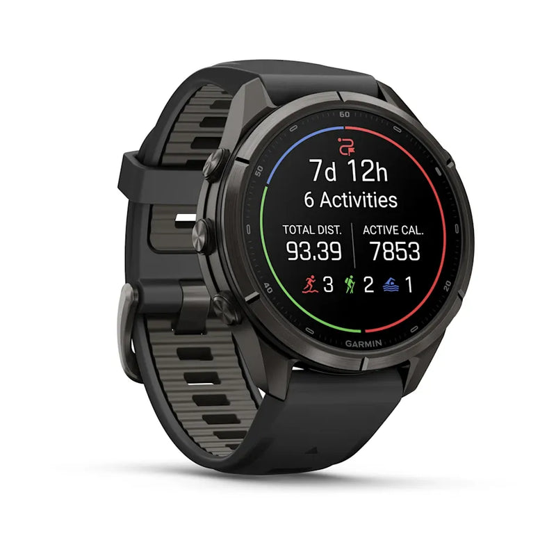 Fenix 9 Pro inReach Smartwatch, 43mm - Carbon Gray DLC Titanium with Black/Pebble Grey Silicone Band - 010-04335-11