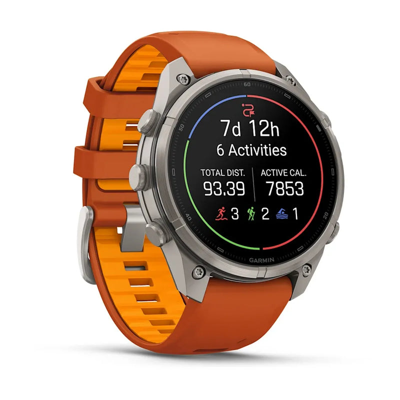 Fenix 9 Pro inReach Smartwatch, 47mm - Titanium with Autumn Orange/Spark Orange Silicone Band - 010-04336-01