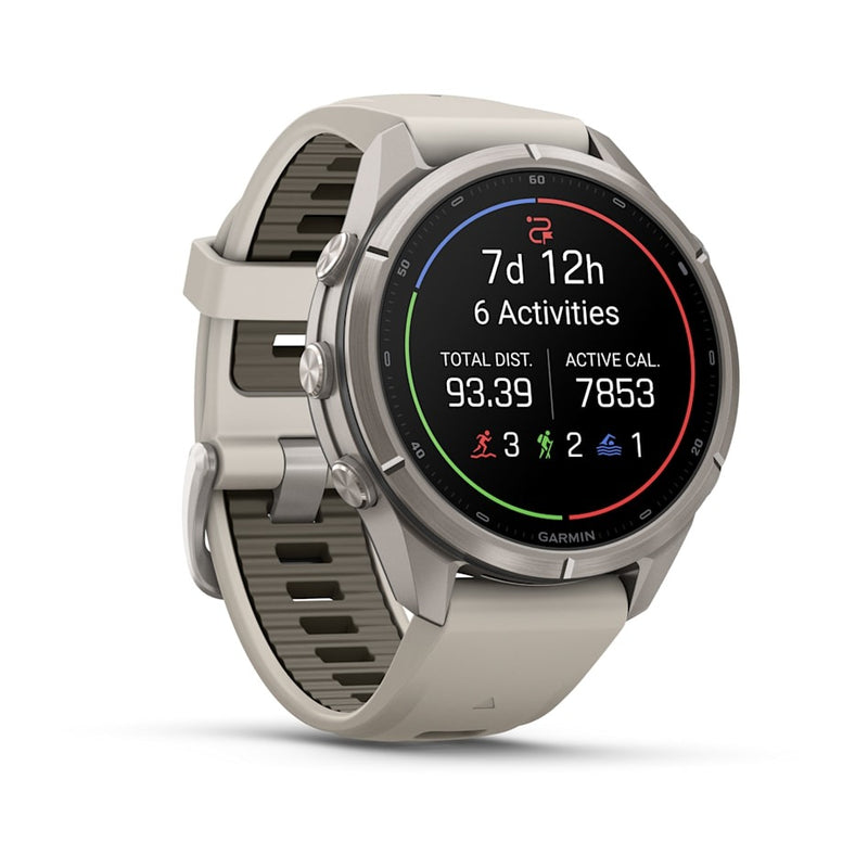 Fenix 9 Pro inReach Smartwatch, 43mm - Titanium with Fog Grey/Dark Sandstone Silicone Band - 010-04335-81