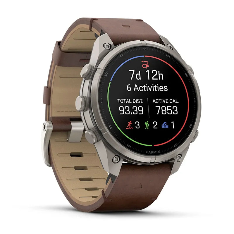 Fenix 9 Pro inReach Smartwatch, 47mm - Titanium with Walnut Leather Band - 010-04336-41