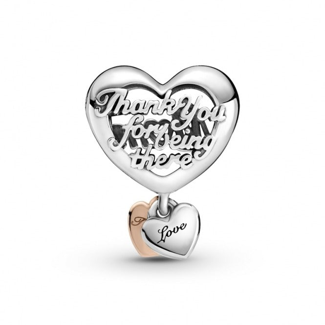 Thank You Mum Heart Charm - Sterling Silver/14ct Rose Gold Plating - 789372C00
