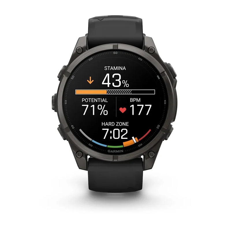 Fenix 9 Smartwatch, 47mm - Carbon Grey DLC Titanium with Black Silicone Band - 010-04762-11