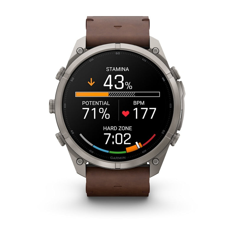 Fenix 9 Pro inReach Smartwatch, 51mm - Titanium with Walnut Leather Band - 010-04337-41