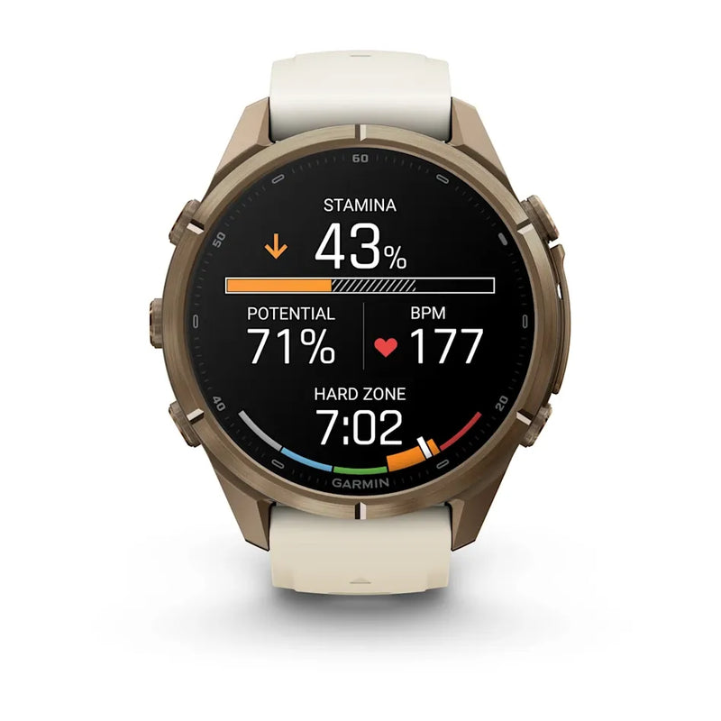 Fenix 9 Pro inReach Smartwatch, 43mm - Autumn Gold Titanium with Cream/French Grey Silicone Band - 010-04335-21